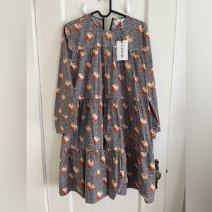 Ganni poplin long sleeve floral print dress